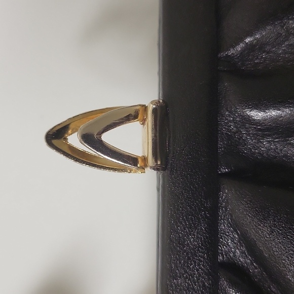 VINTAGE Foldable black Leather Clutch - Picture 6 of 16